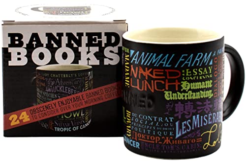 Banned Book Coffee Mug - The Best Books That were Thought to Be Too Scandelous or Subversive to Read - Comes in a Fun Gift Box,12 ounces