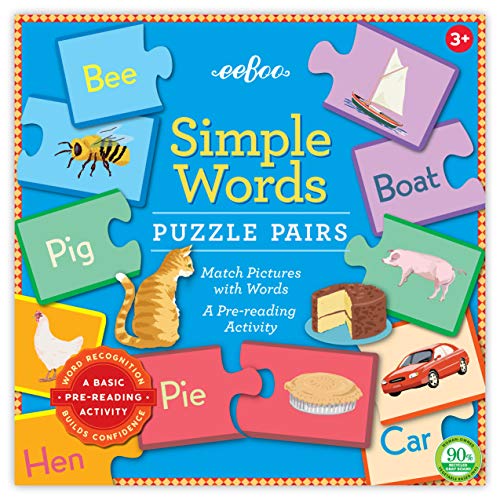 eeBoo: Simple Word Puzzle Pairs, Match Pictures with Words, A Pre-Reading Activity, Word Recognition, Builds Confidence, Educational Tool, for Ages 3 and up