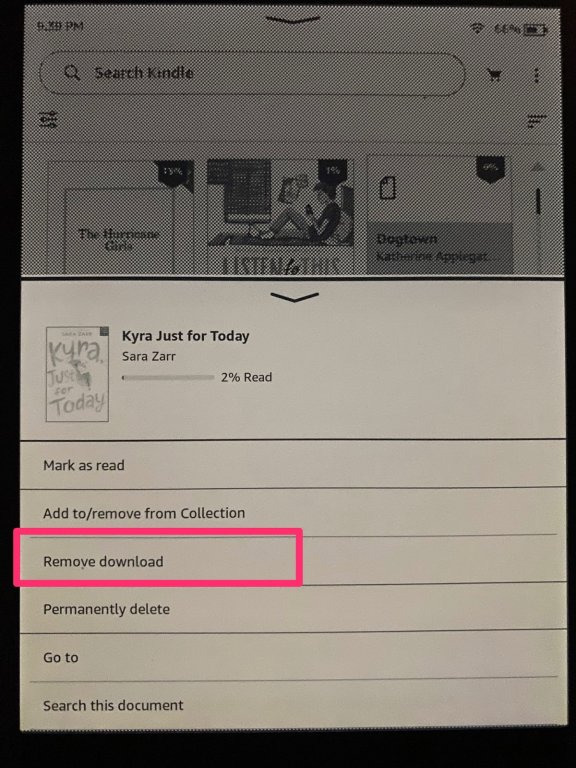 how to remove book from kindle