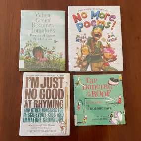 a group of four poetry books for kids