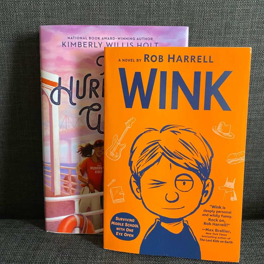 two realistic fiction books for 7th graders including wink and hurricane girls