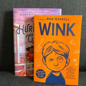 two realistic fiction books for 7th graders including wink and hurricane girls