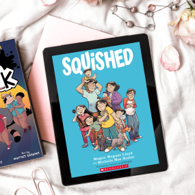 a tablet shows squished by magan wagner lloyd - a graphic novel for 5th graders