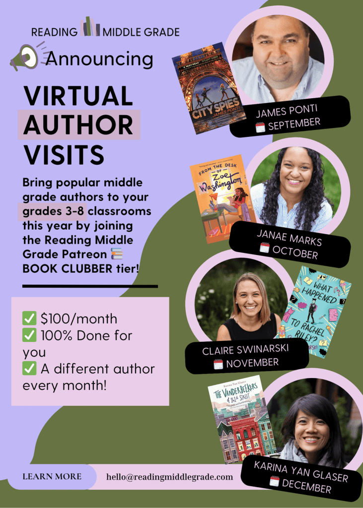 a poster announcing virtual author classroom visits in 2024