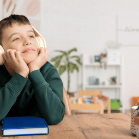 child listening to audiobooks