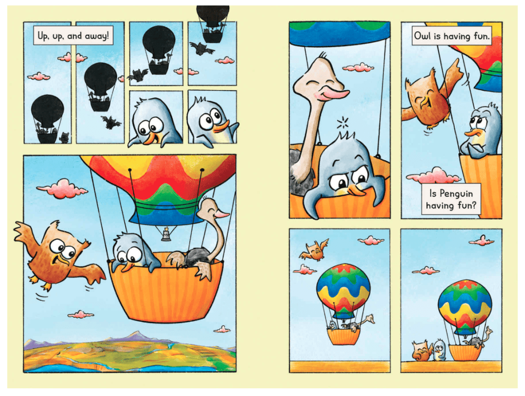 owl and penguin sample page