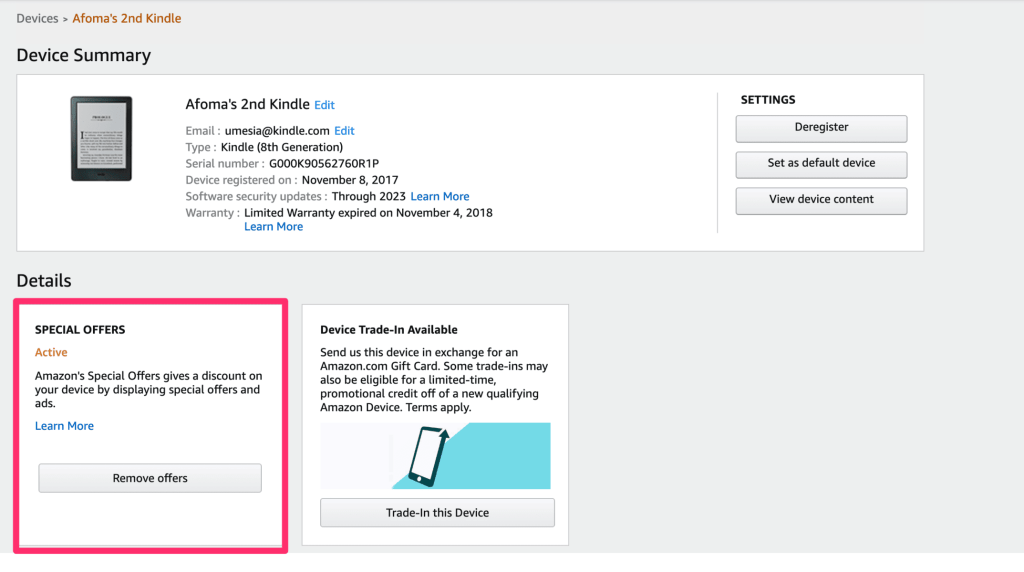 how to remove ads from kindle