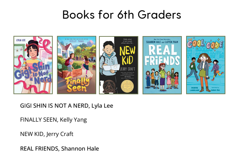 screenshot of book series for 6th graders printable