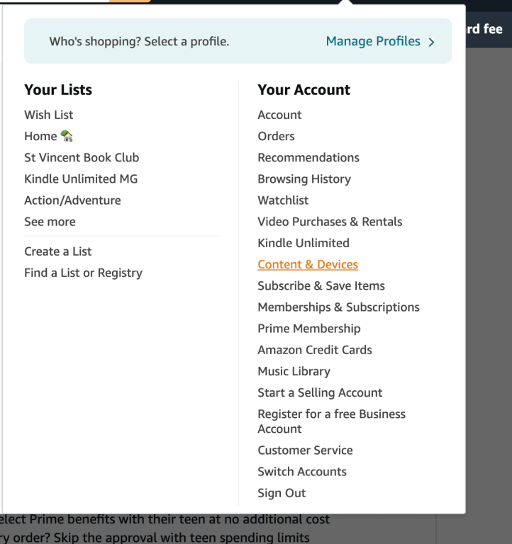 see content and devices on amazon