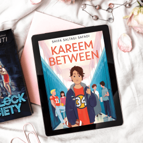 a tablet and a book show two new books kareem between and the sherlock society